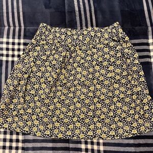 Loft Women Floral Black and Yellow Skirt